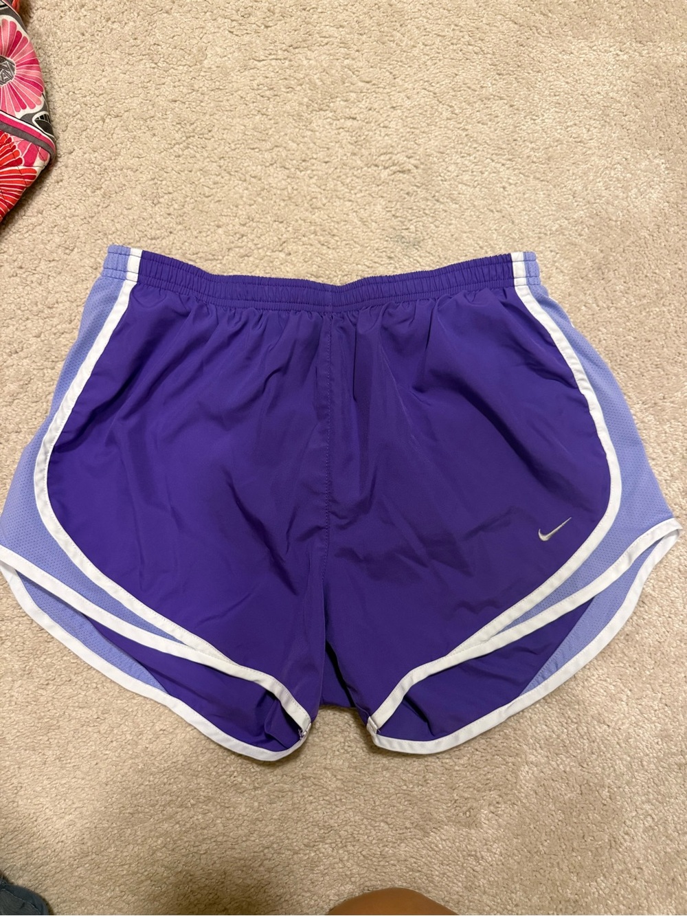 Nike Women's Purple Athletic Running Shorts with White Trim